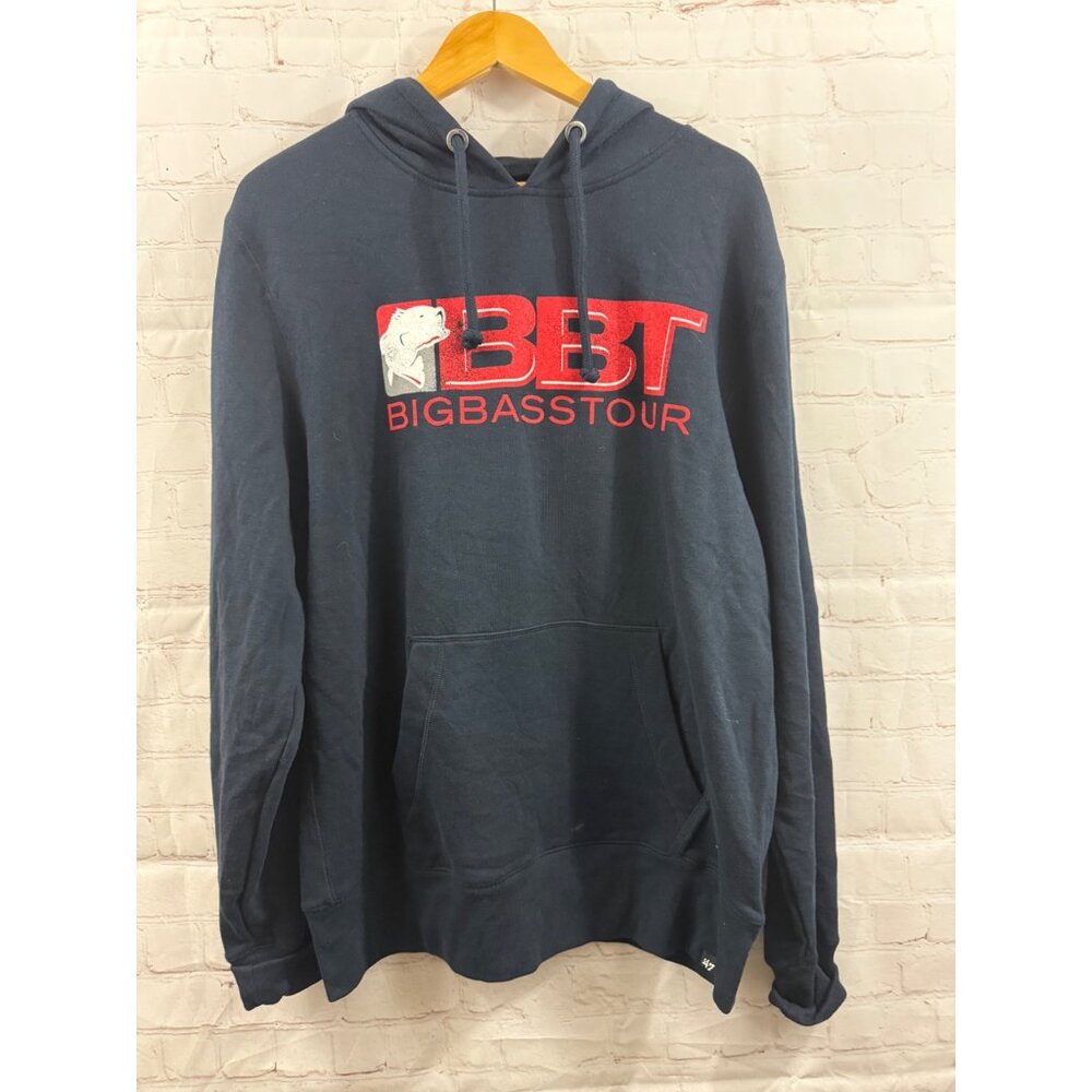 Big Bass Tour BBT Hoodie Mens Size Medium Black Fishing Casual Cotton Blend